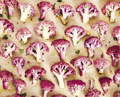 Roasted curried cauliflower with raisins and pine nuts