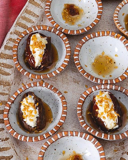 Roasted dates with herb goat cheese