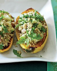 Roasted delicata squash with quinoa salad