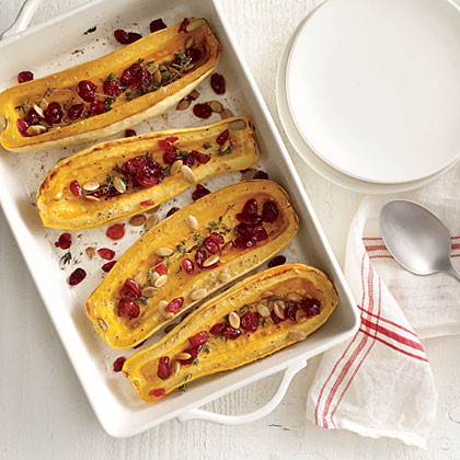 Roasted delicata with cranberries and pumpkinseeds