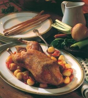 Roasted duck with turnips
