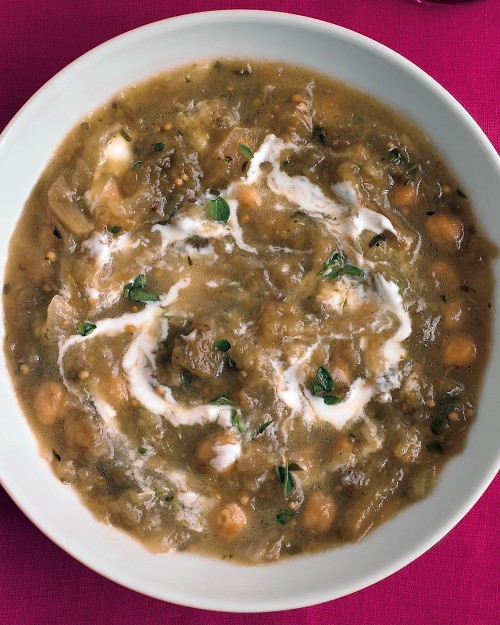 Roasted eggplant and chickpea soup