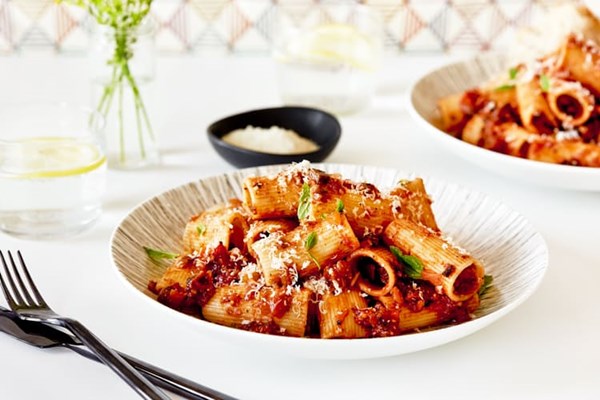 Roasted eggplant and mushroom Bolognese