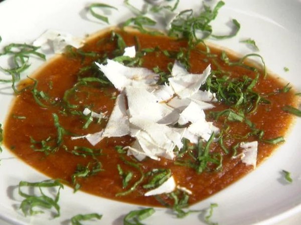 Roasted eggplant and tomato soup