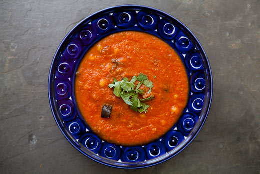 Roasted eggplant and tomato soup