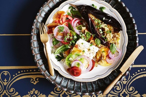 Roasted eggplant fattoush
