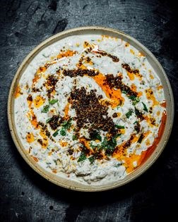 Roasted eggplant raita