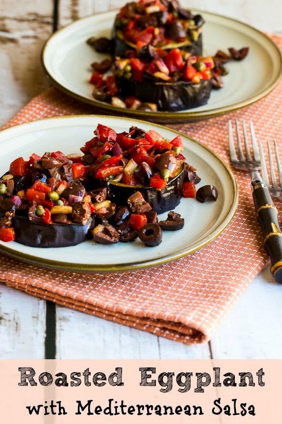 Roasted eggplant slices with Mediterranean salsa 