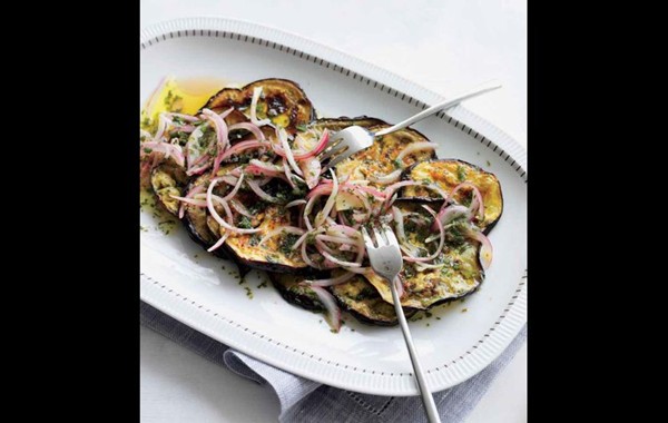 Roasted eggplant with marjoram vinaigrette 