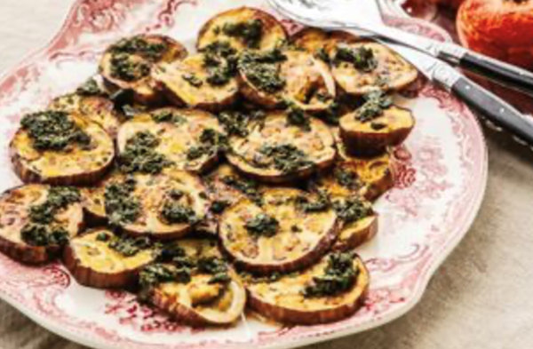 Roasted eggplant with mint and vinegar (Melanzane alla scapece)
