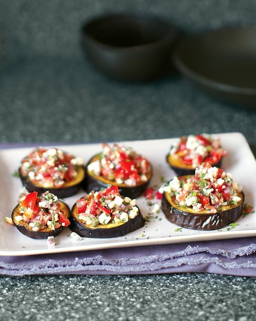 Roasted eggplant with tomato and mint