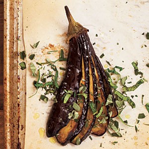 Roasted eggplants with herbs