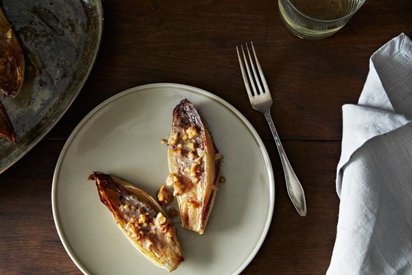 Roasted endive with walnut vinaigrette