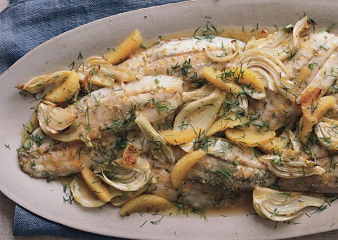 Roasted farm-raised barramundi with fennel and orange