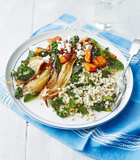 Roasted fennel and squash with crispy kale