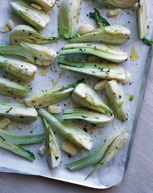 Roasted fennel with olives and garlic