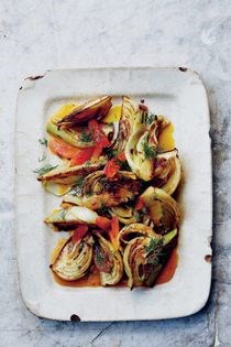 Roasted fennel with orange & crushed red pepper flakes