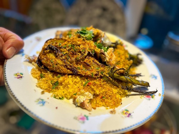 Roasted fennel with sardines and toasted garlic breadcrumbs