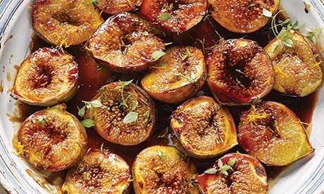 Roasted figs with pomegranate molasses and orange zest