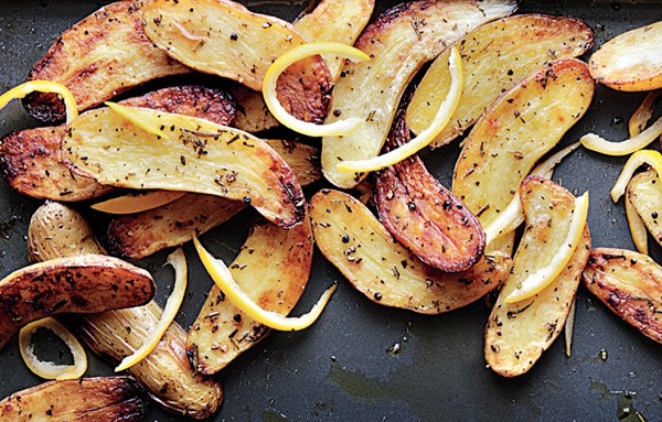 Roasted fingerlings with preserved lemon