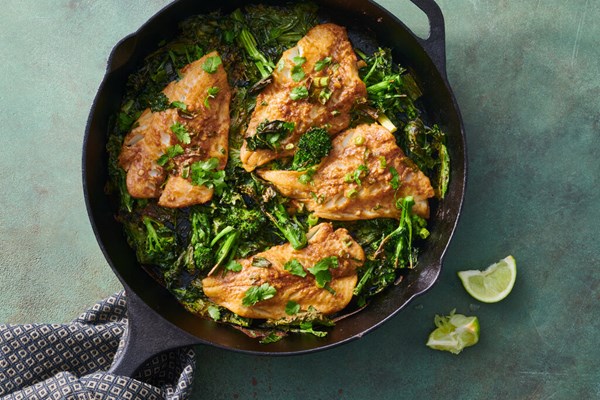 Roasted fish and broccolini with tamarind and black pepper [Yewande Komolafe]