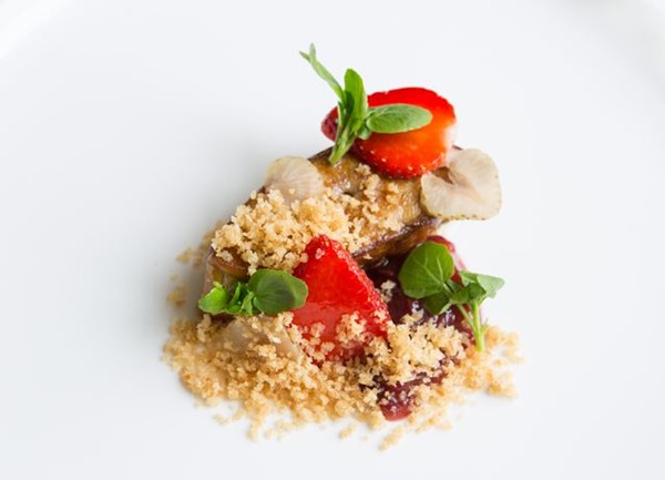 Roasted foie gras and strawberries