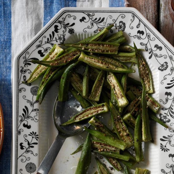 Roasted fresh okra