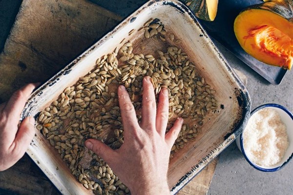 Roasted fresh pumpkin seeds