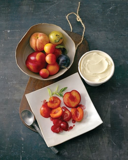 Roasted-fruit salad with lemon verbena