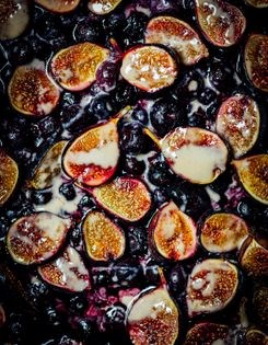 Roasted fruit with coffee miso tahini