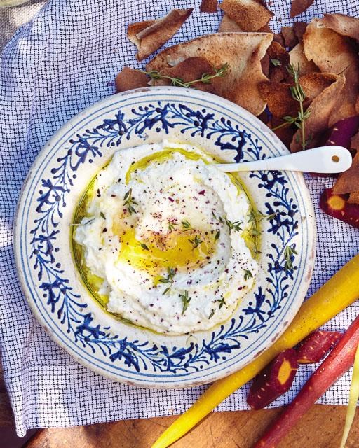 Roasted garlic and feta hummus