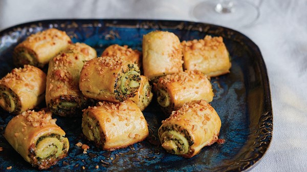 Roasted-garlic and kale pesto rugelach