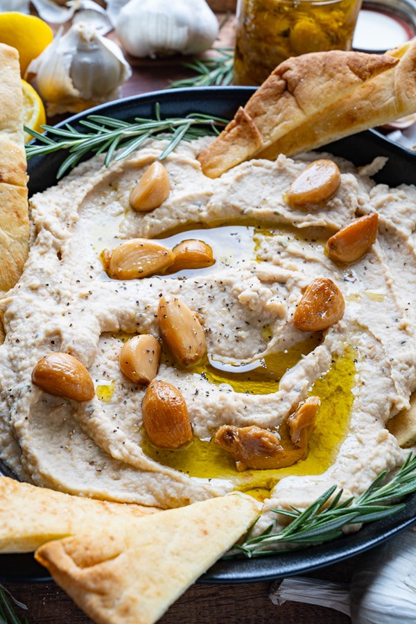 Roasted garlic and Parmesan white bean dip
