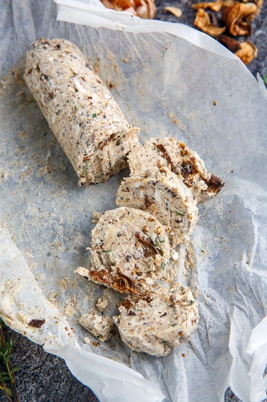 Roasted garlic and porcini mushroom goat cheese butter