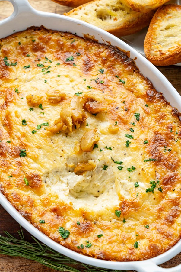 Roasted garlic asiago dip