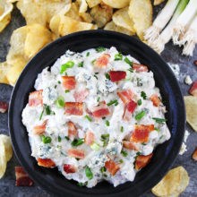 Roasted garlic bacon blue cheese dip