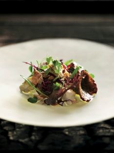 Roasted globe artichoke, goat's curd and walnut salad