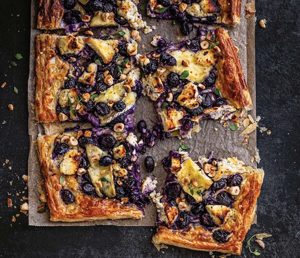 Roasted grape & Boursin tart