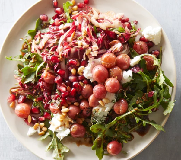 Roasted grape & radicchio salad