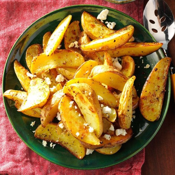 Roasted Greek potatoes with feta cheese