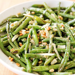 Roasted green beans with Pecorino and pine nuts