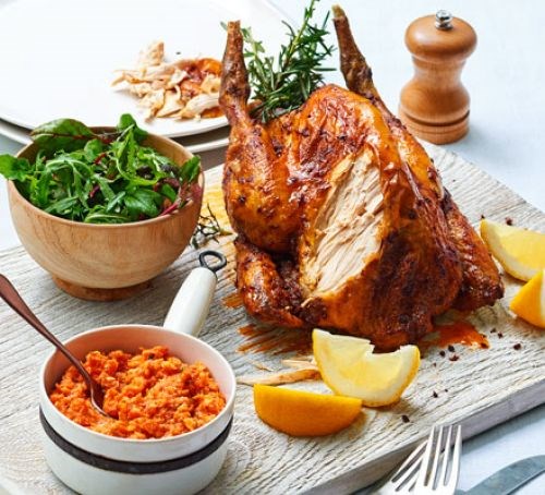 Roasted guinea fowl with romesco 