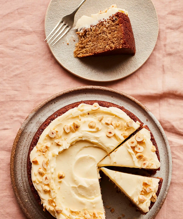 Roasted hazelnut and banana cake
