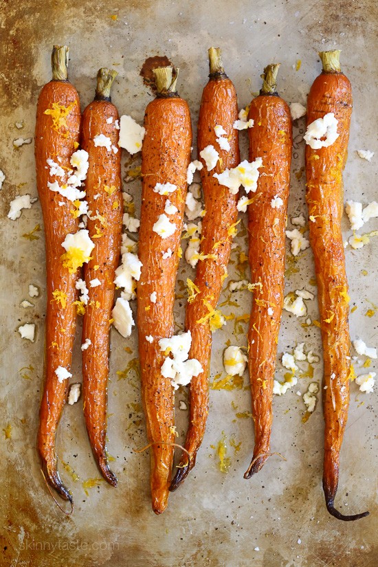 Roasted heirloom carrots with feta, truffle and lemon zest