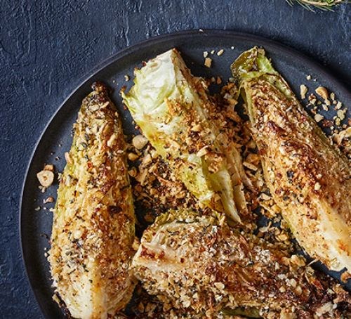 Roasted hispi cabbage with garlic & chilli crumb