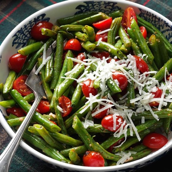 Roasted Italian green beans & tomatoes