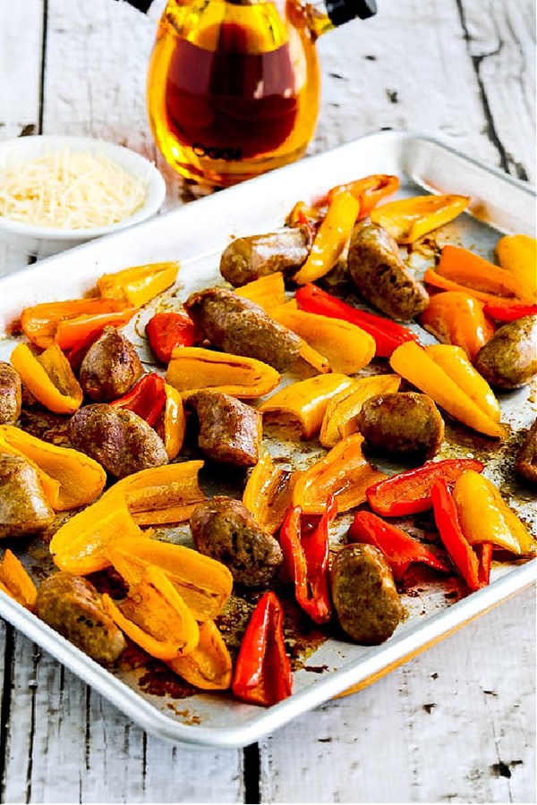 Roasted Italian sausage and mini peppers sheet pan meal