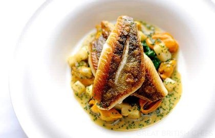 Roasted John Dory with Norfolk mussels, celeriac, apples and chives