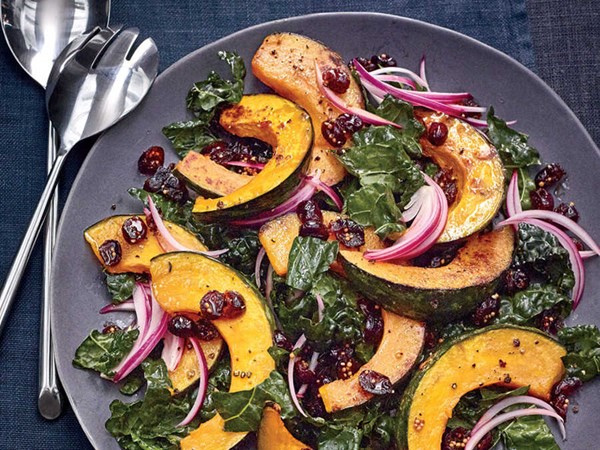 Roasted kabocha and kale salad