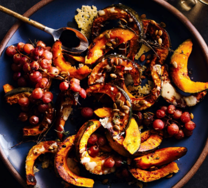 Roasted kabocha squash & grapes